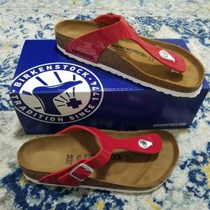 birkenstock gizeh tango red patent